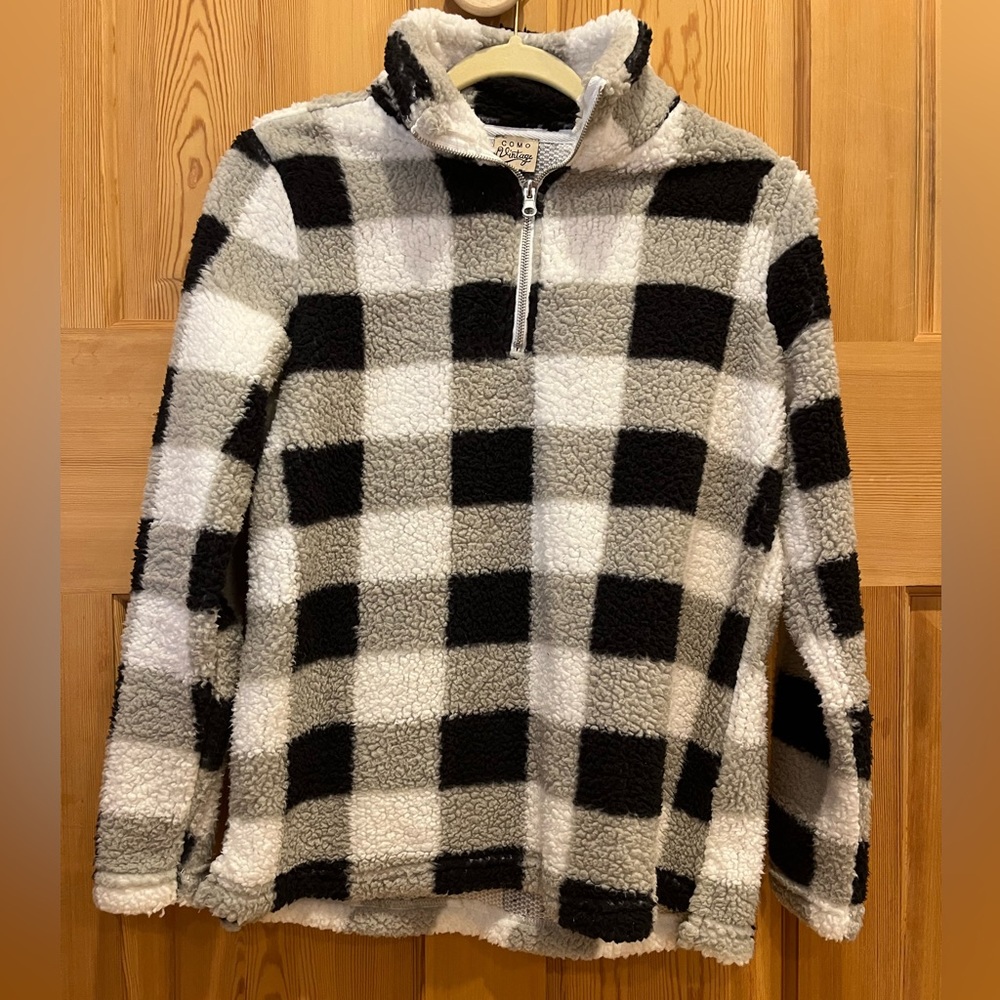Black and white gingham Sherpa